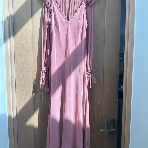 MANGO Boho Sheer Pink Ruffle Dress size 2/XS - Picture 9 of 9